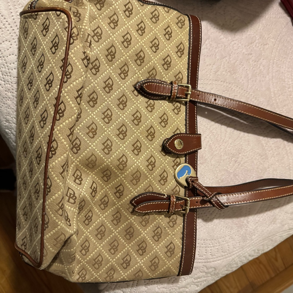 Dooney & Bourke Tan And Brown Monogram Tote